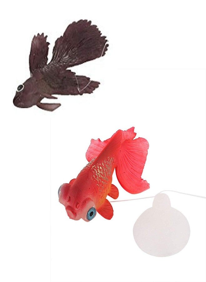 LDEXIN 2pcs Silicone Artificial Aquarium Floating Goldfish Decoration Fish Tank Suction Cup Decor Underwater Saltwater Swimming Fish Ornament - Image 1